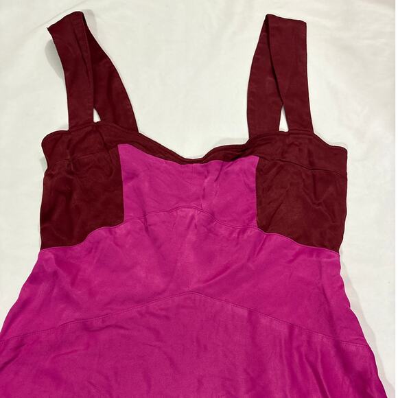 Maeve Womens Medium Sleeveless Seamed Slip Midi Dress Pink Wedding Guest Formal - Picture 5 of 11